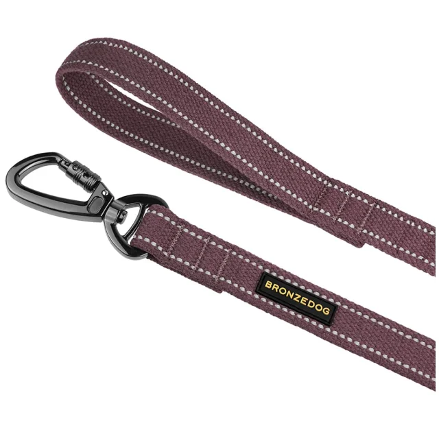 Повідець BronzeDog Cotton для собак, брезент з карабіном на замку, чері, 500×2.5 см