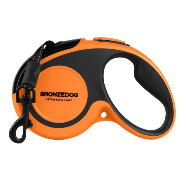 Поводок-рулетка BronzeDog Premium з рефлекторною стрічкою, до 30 кг, оранжевий, 5 м