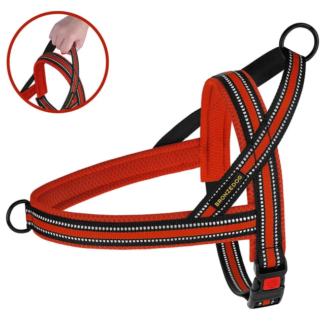 Шлея BronzeDog Mesh Скандинавская для собак, красный, 32-38 см