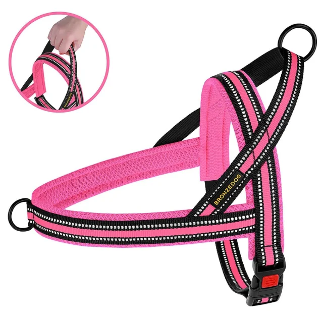 Шлея BronzeDog Mesh Скандинавская для собак, розовый, 44-60 см