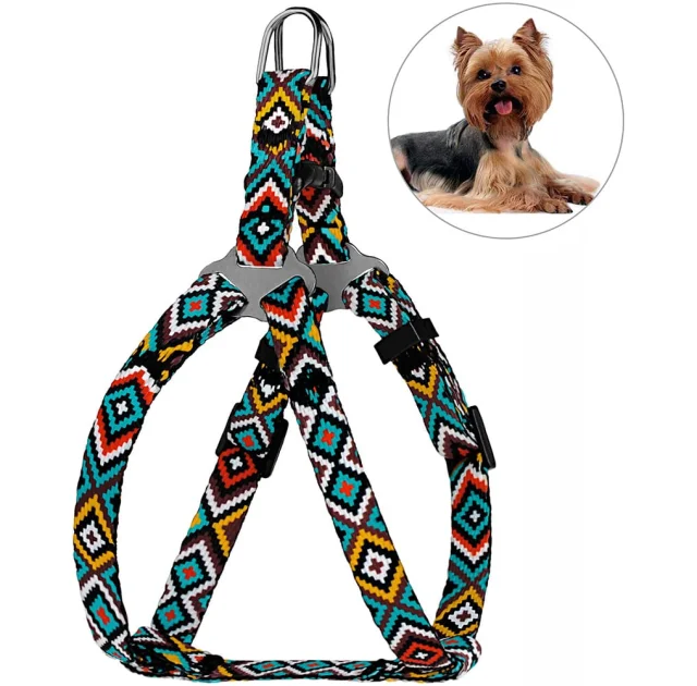 Шлея BronzeDog Tribal для собак, нейлон, принт гуцульский, ментоловый, 28-40 см