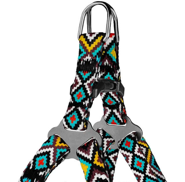 Шлея BronzeDog Tribal для собак, нейлон, принт гуцульский, ментоловый, 28-40 см