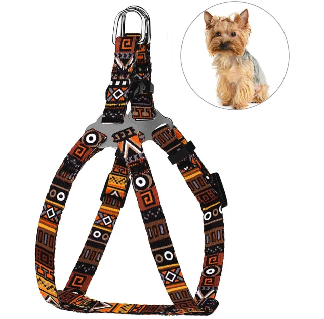 Шлея BronzeDog Tribal для собак, нейлон, принт этнический, оранжевый, 28-40 см