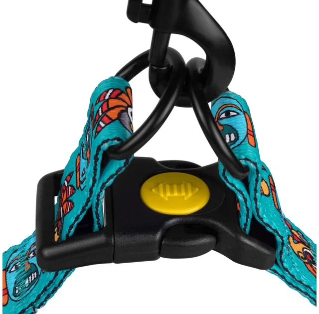 Шлея BronzeDog Tribal для собак, нейлон, принт маска, ментоловый, 40-53 см
