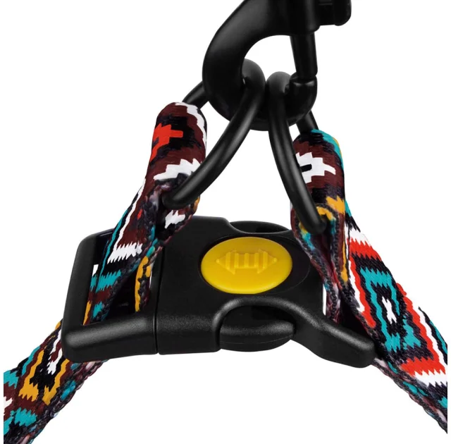 Шлея BronzeDog Tribal для собак, нейлон, принт гуцульский, ментоловый, 57-73 см
