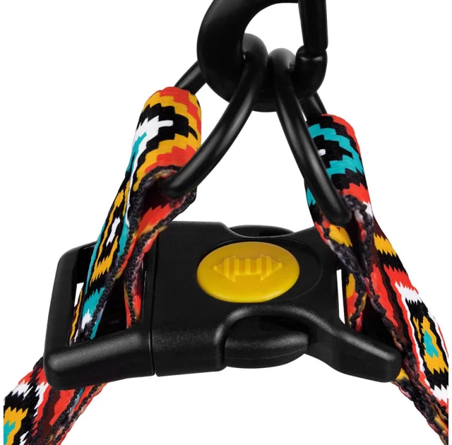 Шлея BronzeDog Tribal для собак, нейлон, принт гуцульский, оранжевый, 45-60 см
