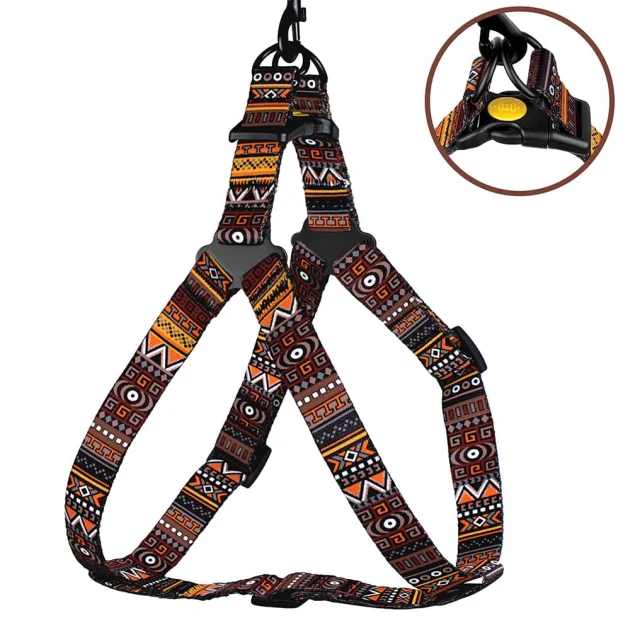 Шлея BronzeDog Tribal для собак, нейлон, принт этничный, оранжевый, 40-53 см