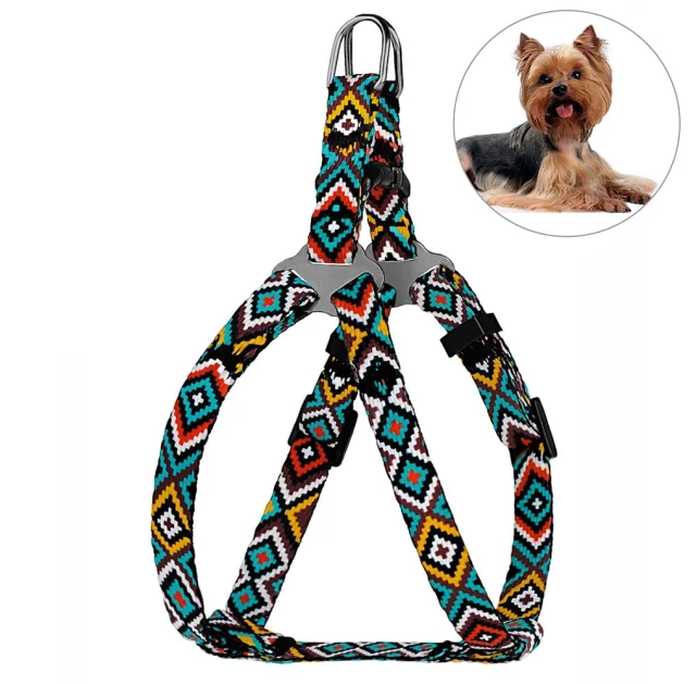 Шлея BronzeDog Urban для собак, нейлон, принт гуцульский, ментоловый, 24-30 см
