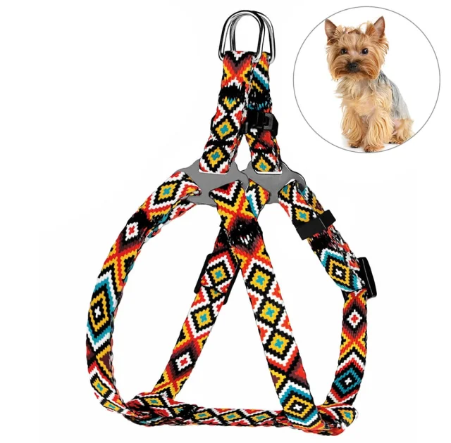 Шлея BronzeDog Urban для собак, нейлон, принт гуцульский, оранжевый, 24-30 см