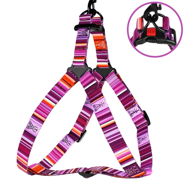 Шлея BronzeDog Urban West для собак, нейлон, фиолетовый, 40-53 см