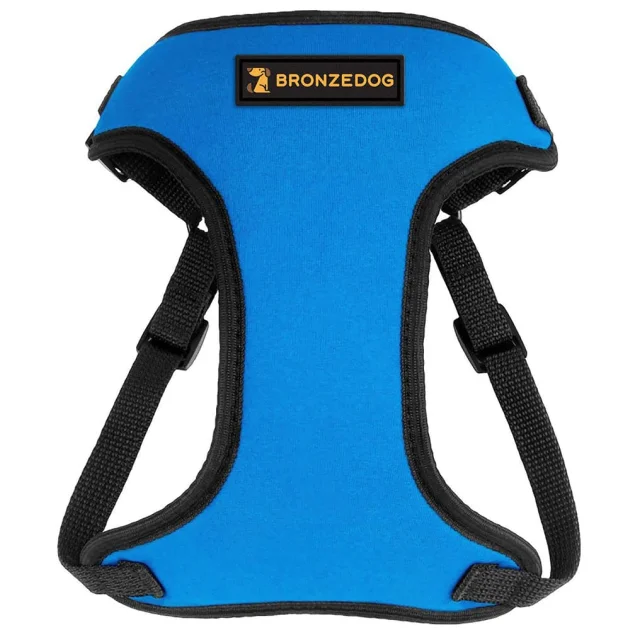 Шлея BronzeDog Sport для собак из неопрена, голубой, 35-38 см