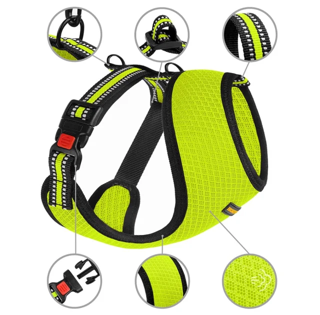 Шлея BronzeDog Mesh для собак мелких пород, сетчатый нейлон, лимонный, 28-33 см