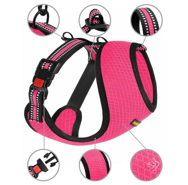 Шлея BronzeDog Mesh для собак мелких пород, сетчатый нейлон, розовый, 40-46 см