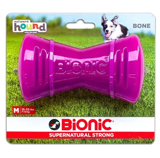 Игрушка Bionic Bone кость средняя, для собак 7-14 кг, фиолетовая, 12×6.6×5.3 см