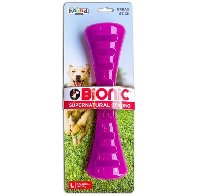 Игрушка Bionic Opaque Stick гантель большая, для собак 14-27 кг, фиолетовая, 24.5×6.9×5.6 см