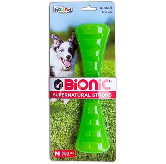 Іграшка Bionic Opaque Stick гантель середня, для собак 7-16 кг, зелена, 22×6.1×4.8 см