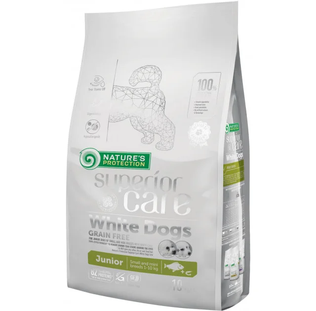 Сухий корм Natures Protection Superior Care White Dogs Grain Free Junior Small and Mini Breeds, для юніорів, 10 кг