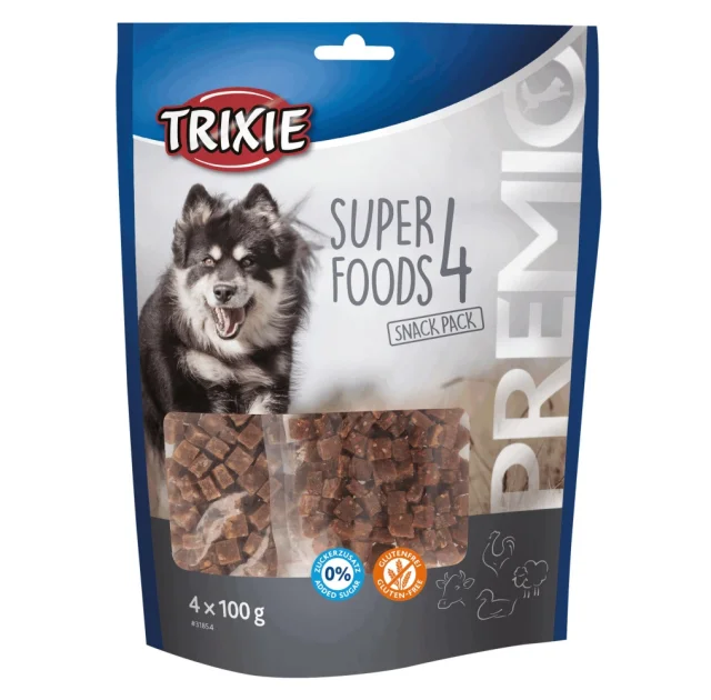 Ласощі Trixie PREMIO 4 Superfoods мікс для собак, курка, качка, яловичина та баранина, 100 г, упаковка 4 шт