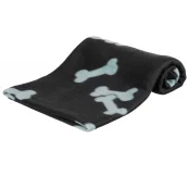 Покрывало Trixie Barney для собак, флис, чёрный, в косточку, 100×70 см