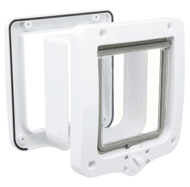 Дверцята Trixie 4-Way Flap Door with Tunnel для котів, з додатковими елементами, білі, 20×22 см