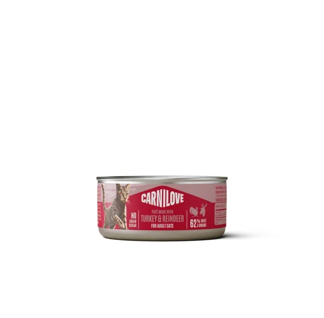 Консерва Carnilove Cat, для кішок, індичка і північний олень, 100 г