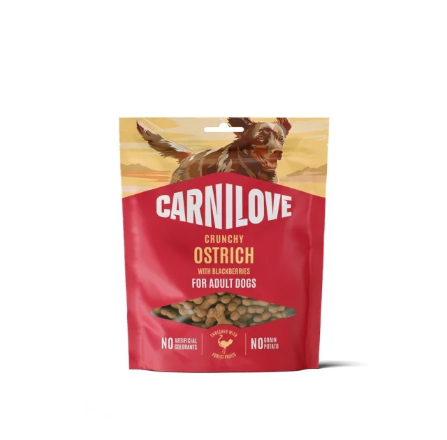 Ласощі Carnilove Dog Crunchy Snack, для собак, страус, ожина, 200 г