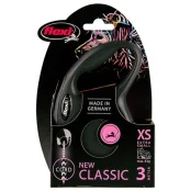 Рулетка Flexi New Classic XS, для собак, 3 м, трос, чорна