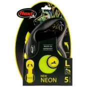 Рулетка Flexi Neon L, для собак, 5 м, стрічка, чорно-жовта