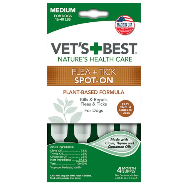 Краплі VET`S BEST Flea&Tick Drops Large від бліх і кліщів для собак від 7 до 18 кг, 4 піпетки