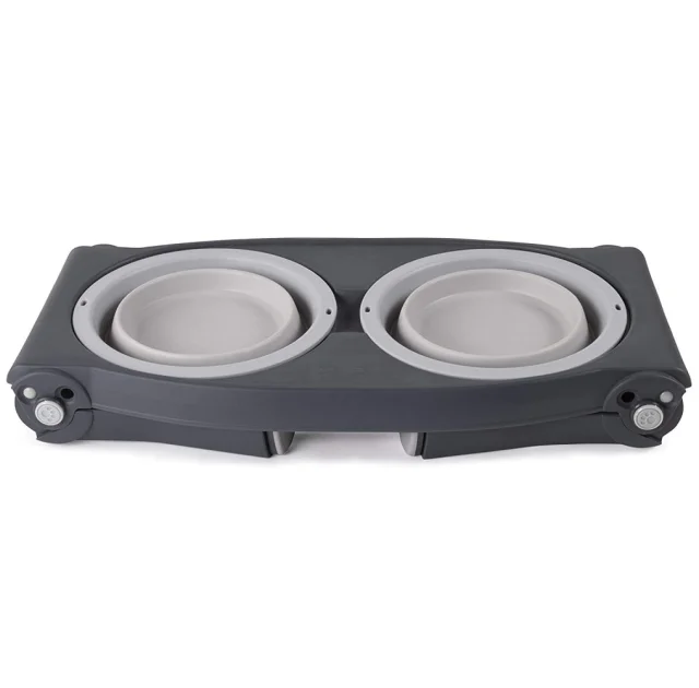 Миска Dexas Adjustable Height Pet Feeder подвійна, з регульованими ніжками, світло-сіра, 960 мл