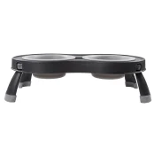 Миска Dexas Double Elevated Feeder двойная, на складной подставке, светло-серая, 240 мл
