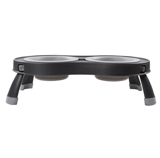 Миска Dexas Double Elevated Feeder двойная, на складной подставке, светло-серая, 240 мл