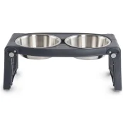 Миска Dexas Double Pet Feeder двойная, с регулируемыми ножками, нержавеющая сталь, серая, 960 мл