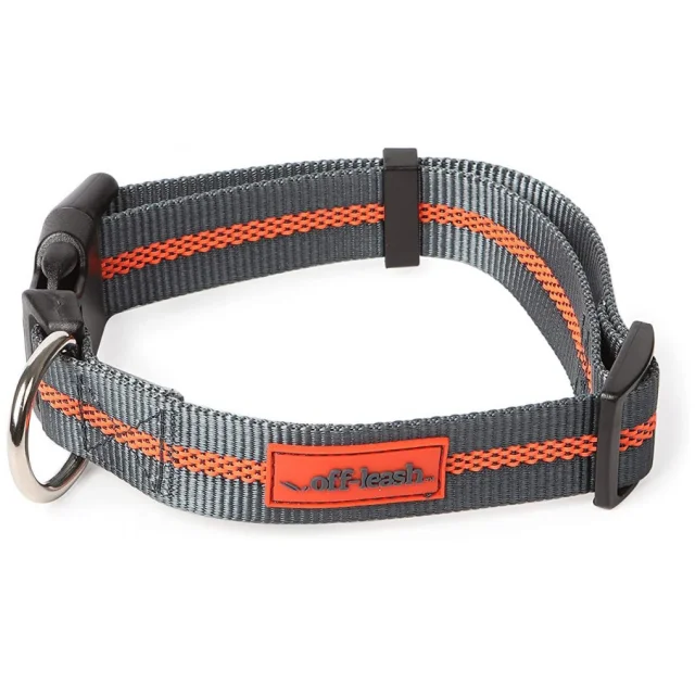Ошейник DEXAS Off Leash для собак, нейлон, средний, 2.5 см/35.5-50.8 см, серый-оранжевый