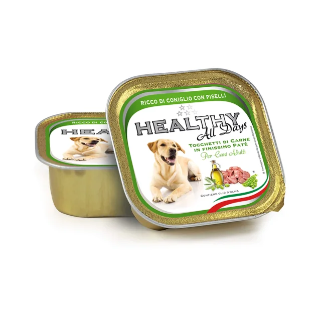 Вологий корм Healthy All Days, паштет зі шматочками, кролятина з горохом, 150 г