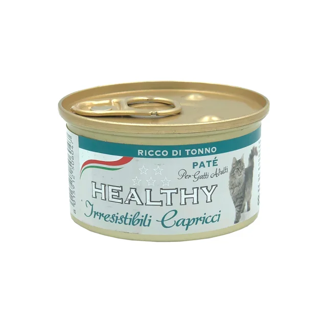 Консерва Healthy Irresistibili Capricci для вибагливих котів, паштет з тунцем, 85 г