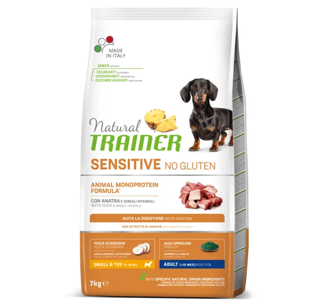 Корм Natural Trainer Dog Sensitive для взрослых собак малых пород, склонных к пищевым аллергиям, с уткой, 7 кг