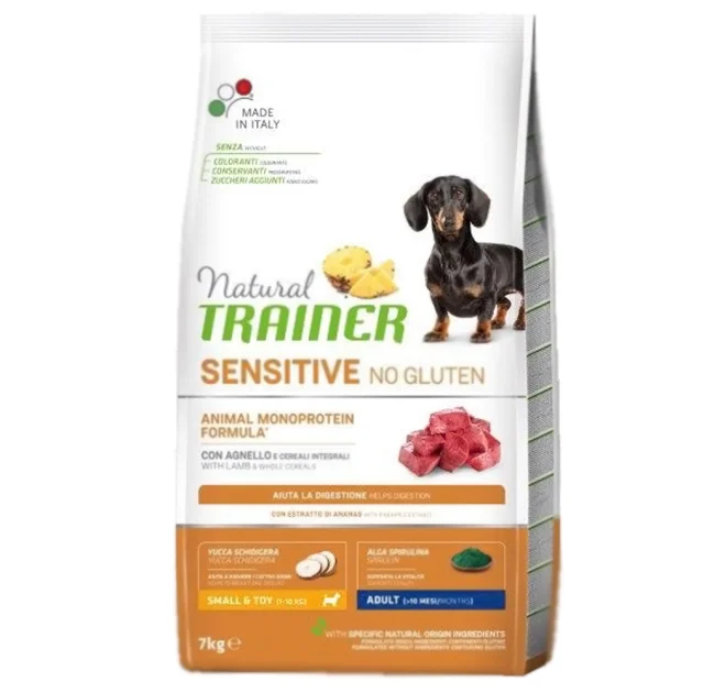 Корм Natural Trainer Dog Sensitive Small&Toy для взрослых собак мелких пород, ягнёнок и цельные злаки, 7 кг