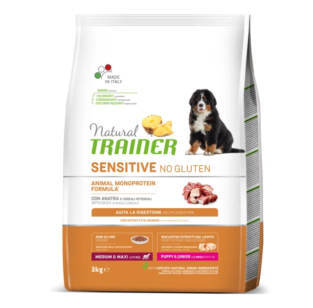 Корм Natural Trainer Dog Sensitive для цуценят середніх і великих порід, з качкою, 3 кг