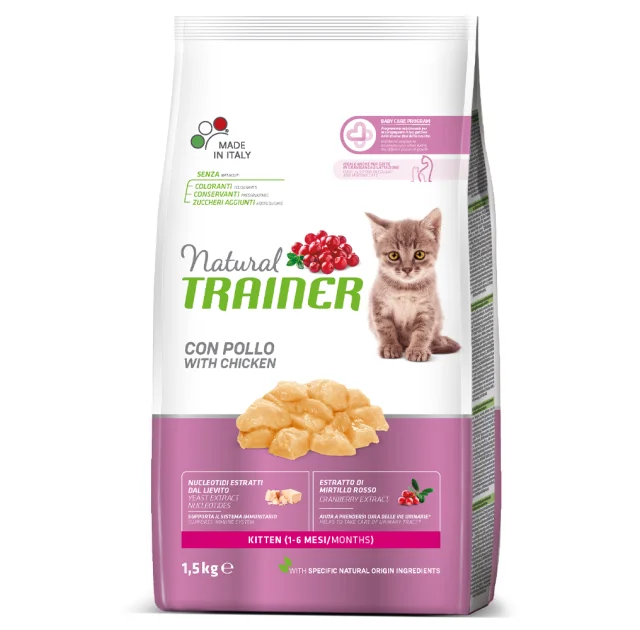 Корм Trainer Natural Super Premium для кошенят від 1 до 6 місяців, для вагітних, годуючих кішок, курка, 1.5 кг