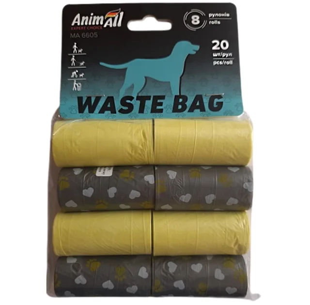 Сменные пакеты AnimAll для уборки за собакой, 8 рулонов по 20 шт