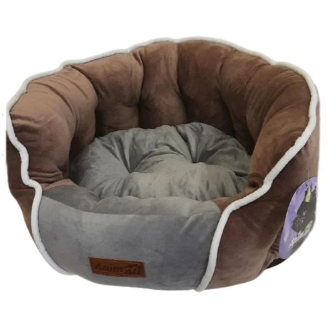 Лежанка AnimAll Rolyal Soft S COFFEE - GREY для собак и кошек, серо-коричневая, 48×42×20 см