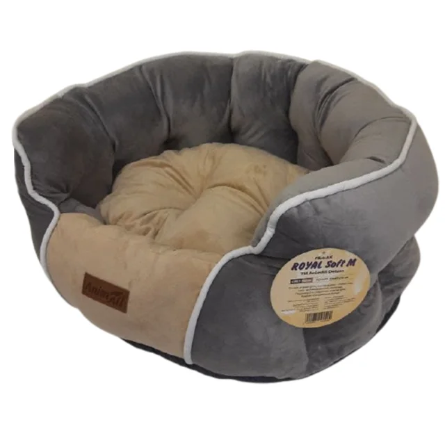 Лежанка AnimAll Royal Soft M GREY - BEIGE для собак і котів, сіро-бежевий, 53×47×21 см