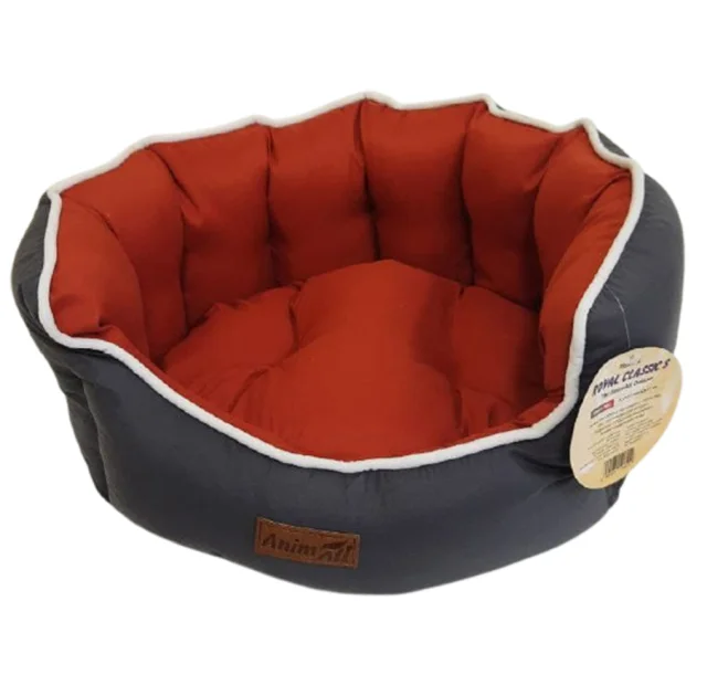 Лежанка AnimAll Rolyal Classic S GRAY - RED для собак і котів, сіро-червона, 48×42×20 см