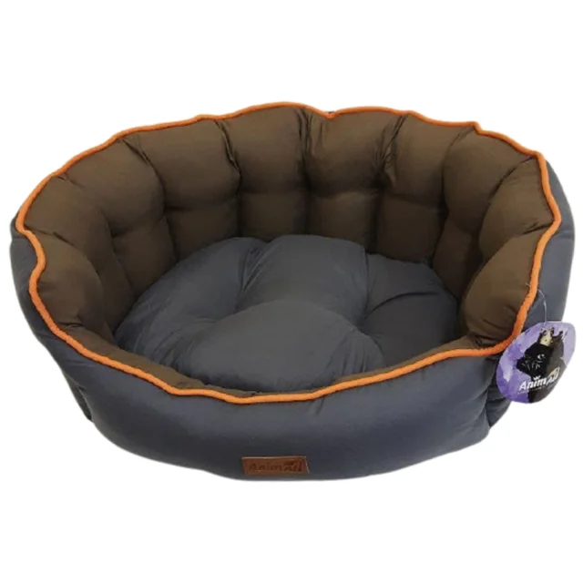 Лежанка AnimAll Royal Classic L GRAY - BEIGE для собак і котів, сіра, 59×53×20 см