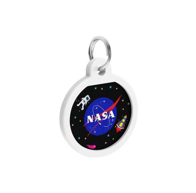 Адресник WAUDOG Smart ID c QR паспортом для собак и котов, металлический, рисунок "NASA", круг, 25 мм