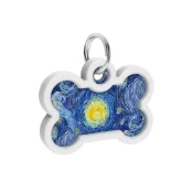 Адресник WAUDOG Smart ID c QR паспортом для собак и котов, металл, рисунок "Водяные лилии", кость, 40×28 мм