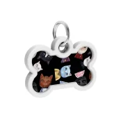 Адресник WAUDOG Smart ID c QR паспортом для собак и котов, металлический, рисунок "Коты", кость, 40×28 мм