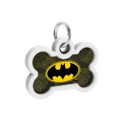 Адресник WAUDOG Smart ID c QR паспортом для собак и котов, металл, рисунок "Бэтмен зеленый", кость, 40×28 мм