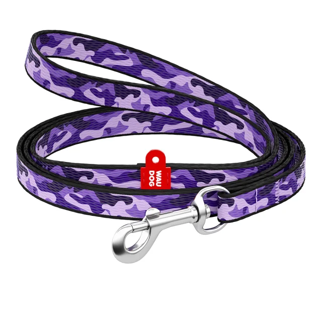 Поводок Waudog Nylon для собак, рисунок Фиолетовый камо, нейлоновый, 10 мм/122 см